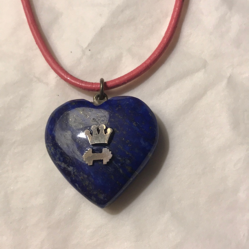 Lapis Lazuli heart on pink leather cord
